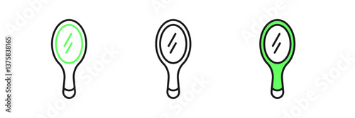 Set line Hand mirror icon isolated on white background. Vector