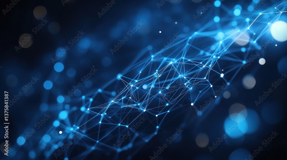 abstract blue network with glowing nodes depicting interconnected systems and digital communication for futuristic technology concepts and connections abstract blue network with glowing nodes depicting interconnected systems and digital communication for futuristic technology concepts and connections