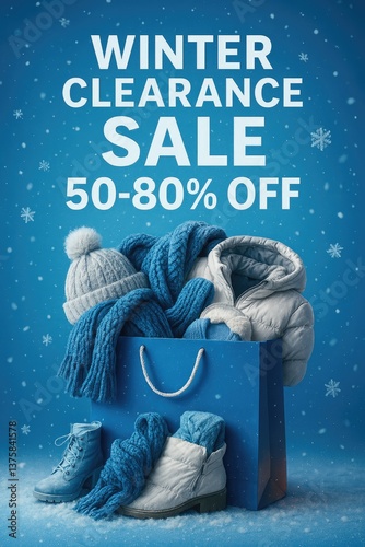 Limited Deals Winter Poster with Transparent Bag and Frost Effects – Generate AI
