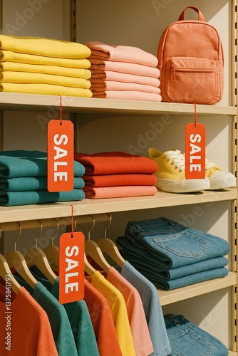 Sale Rack with Clothes and Accessories on Display – Generate AI