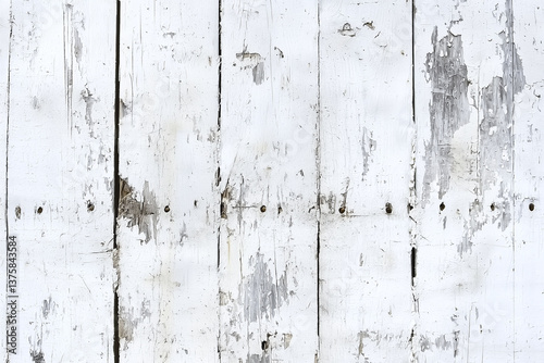 Obraz na płótnie Weathered white wood texture with peeling paint and rough edges evokes rustic charm. Perfect for backgrounds or design projects w salonie