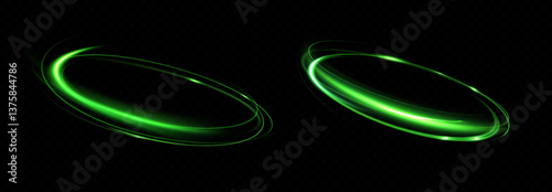Green neon ring. Glowing circle. Glow effect. Round light frame. abstract light lines of movement and speed. Abstract light lines of movement and speed. light green ellipse.