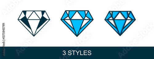 Filled outline Diamond icon isolated on white background. Jewelry symbol. Gem stone. Vector