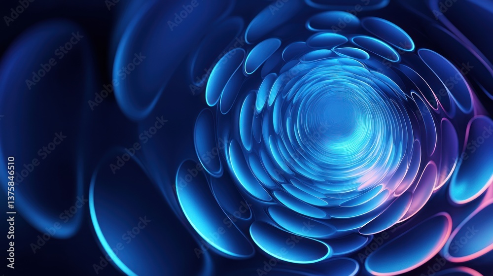 Fototapeta premium abstract futuristic tunnel with a pattern of glowing blue and purple ovals creating a sense of depth and technological innovation