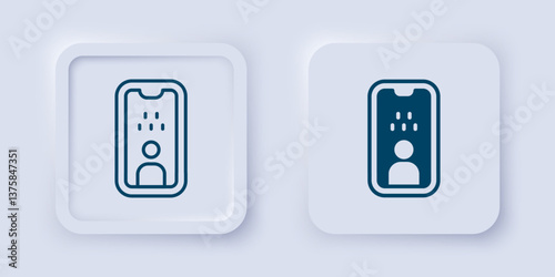 Filled and outline Taxi driver license icon isolated on grey background. Square button. Vector