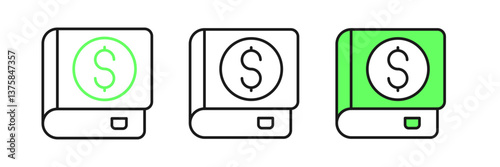 Set line Financial book icon isolated on white background. Vector