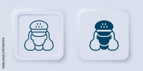 Filled and outline Taxi driver icon isolated on grey background. Square button. Vector