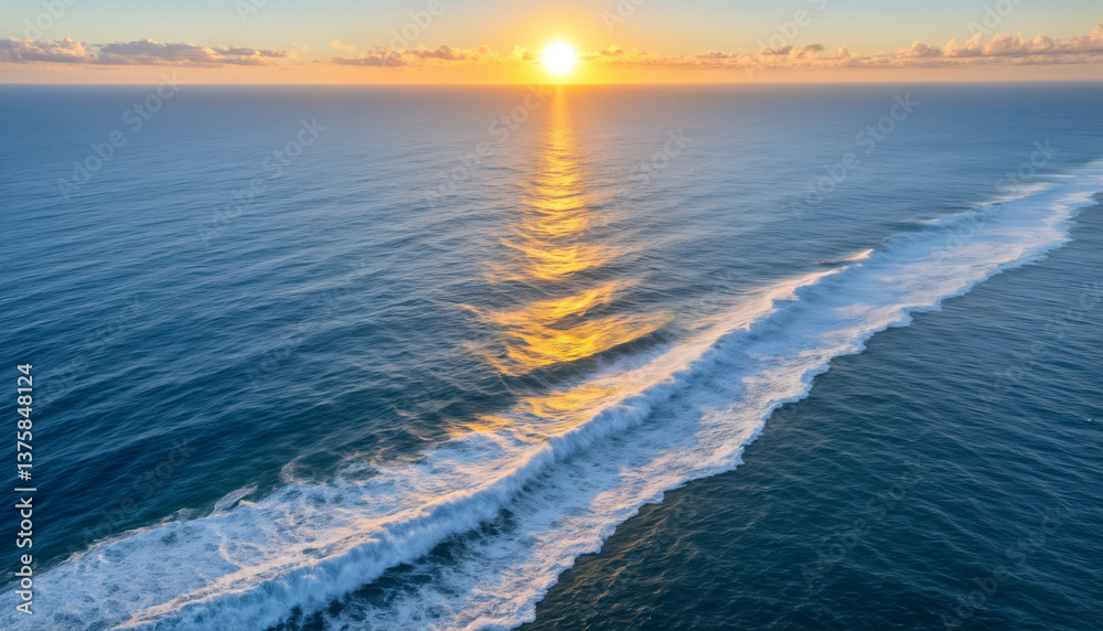 Fototapeta premium Stunning Sunset Over the Ocean Waves
