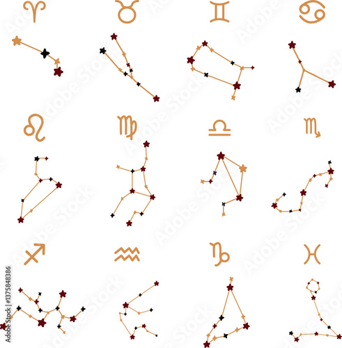 zodiac sign constellations vector clipart