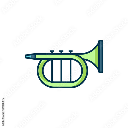 Filled outline Trumpet icon isolated on white background. Musical instrument. Flat filled outline style with shadow. Vector