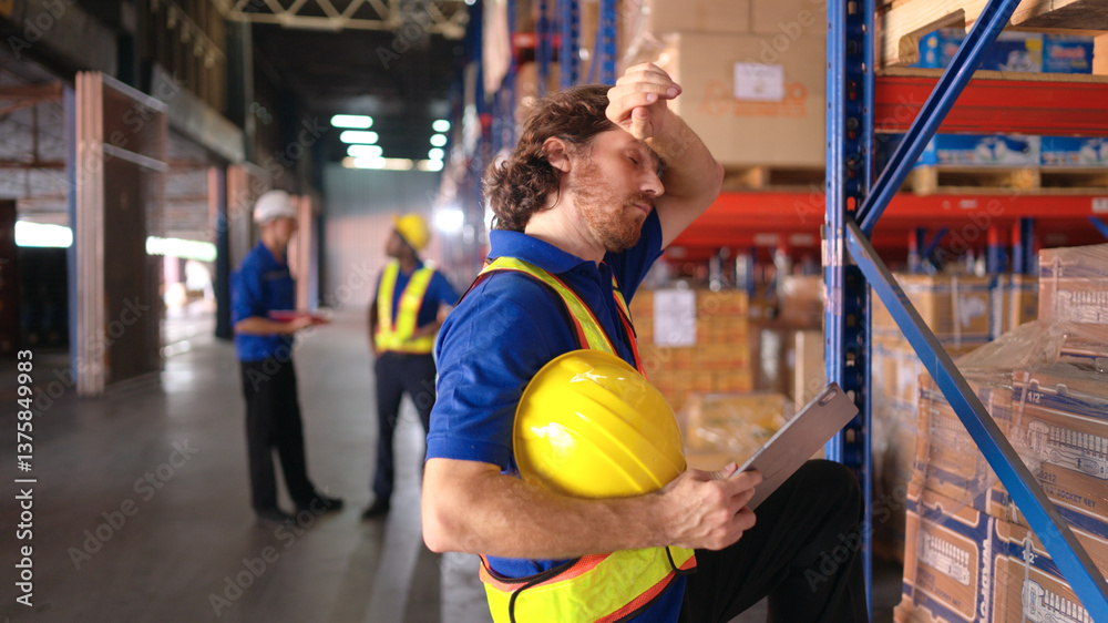 Portrait of warehouse workers are reviewing the list of items based on the documentation Portrait of warehouse workers are reviewing the list of items based on the documentation
