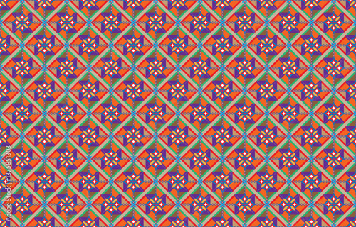 Gypsy pattern tribal ethnic motifs geometric vector background. Doodle gypsy geometric shapes sprites tribal motifs clothing fabric textile print traditional design with triangles
