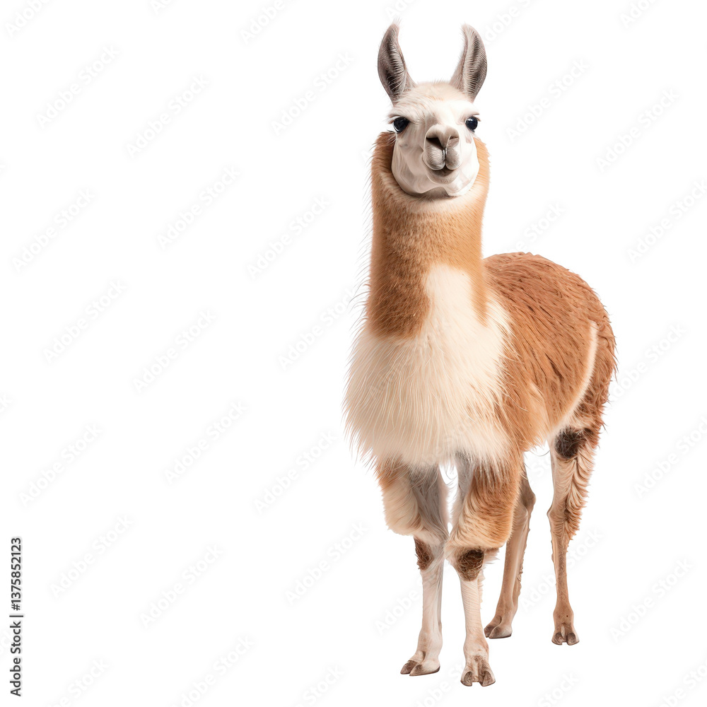 Cute and Friendly Llama Standing on a White Background with a Playful Expression Cute and Friendly Llama Standing on a White Background with a Playful Expression