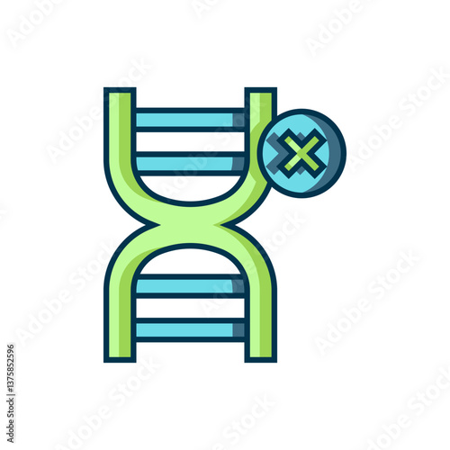 Filled outline No GMO icon isolated on white background. Genetically modified organism acronym. Dna food modification. Flat filled outline style with shadow. Vector