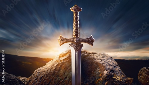 majestic sword on mountain