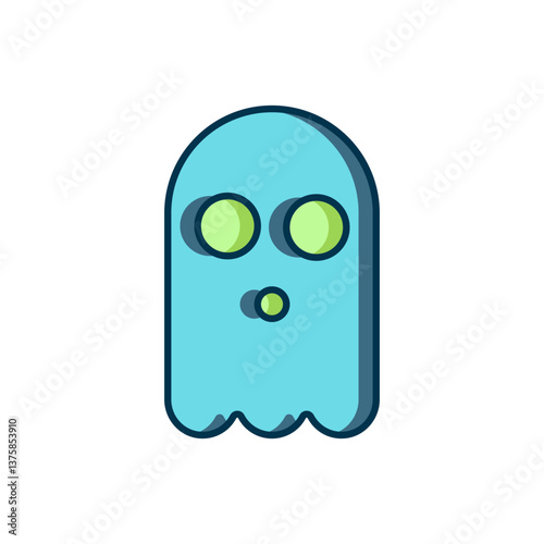 Filled outline Ghost icon isolated on white background. Happy Halloween party. Flat filled outline style with shadow. Vector