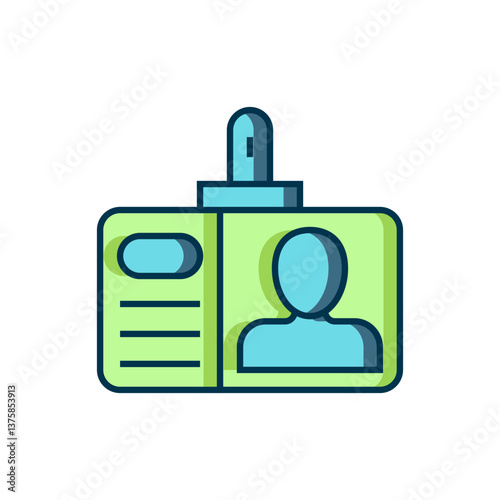 Obraz na płótnie Filled outline Identification badge icon isolated on white background. It can be used for presentation, identity of the company, advertising. Flat filled outline style with shadow. Vector w salonie