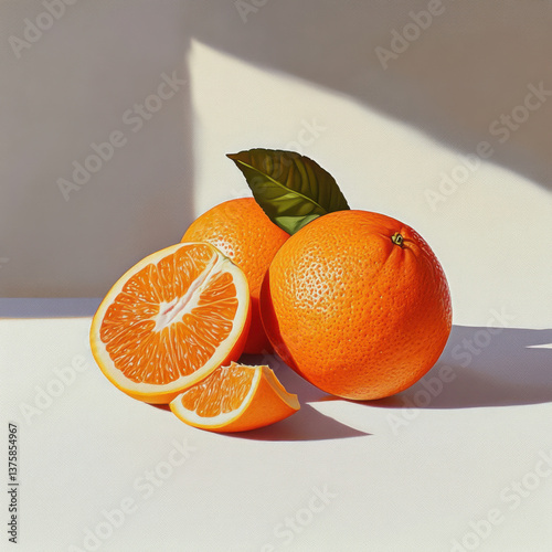 front view, sunshine, oranges, bright warm tones, white background,