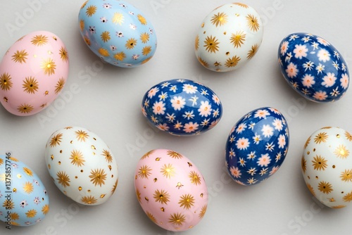 Antique hand-painted porcelain Easter eggs with gold accents.