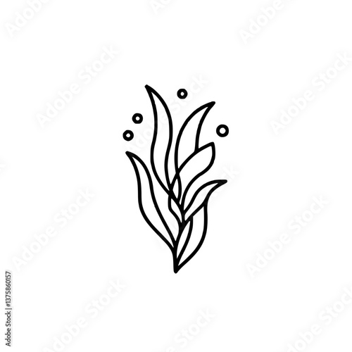 Kelp algae icon with bubbles representing underwater life and natural beauty