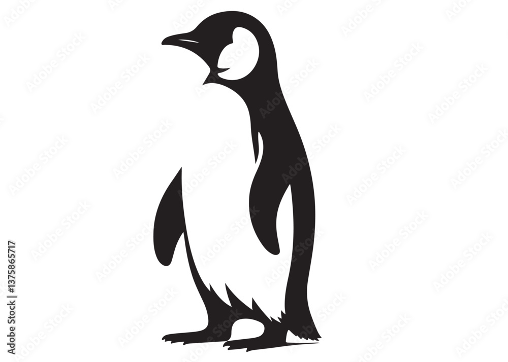 Naklejka premium silhouette vector penguin logo design, penguin logo icon silhouette, ice polar penguin logo silhouette vector, logo design of black penguin icons isolated on white background