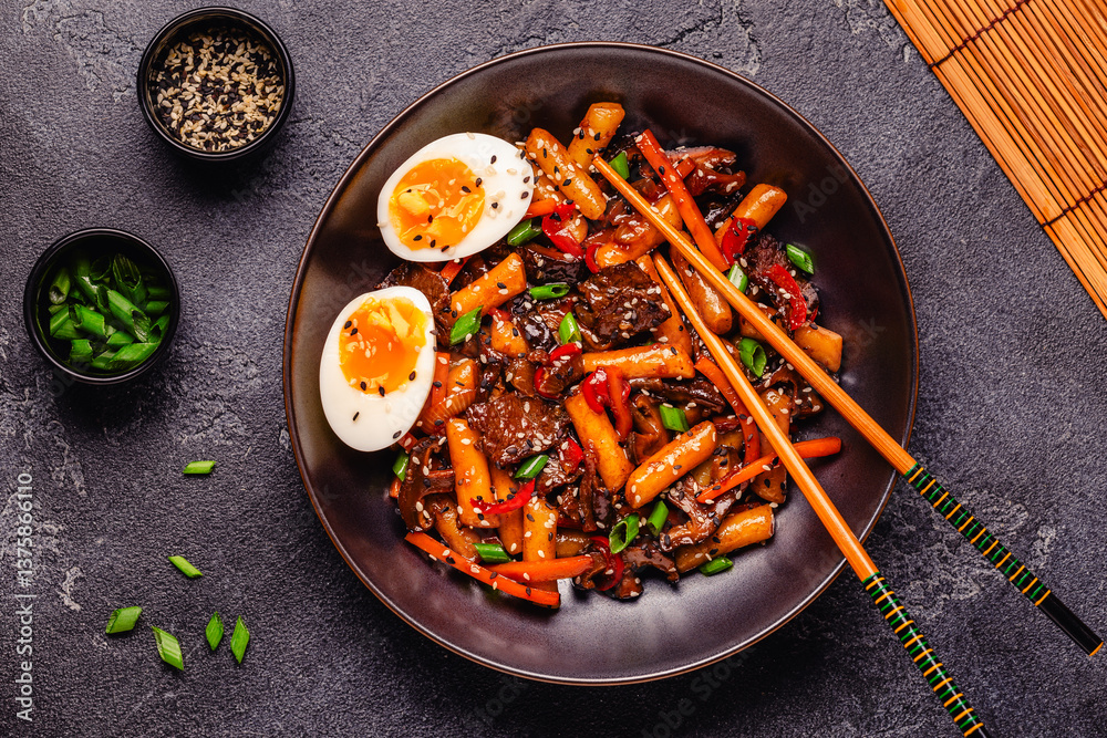 Tteokbokki ,Spicy Stir fried Rice Cake.