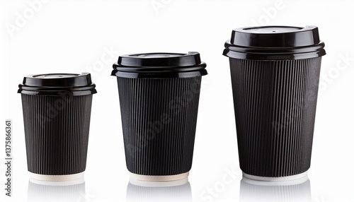 Wallpaper Mural takeaway black paper coffee cup with sleeve isolated on white full depth of field focus stacking Torontodigital.ca