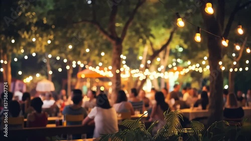 Wallpaper Mural Vintage tone blur image of night festival in garden with bokeh. Torontodigital.ca