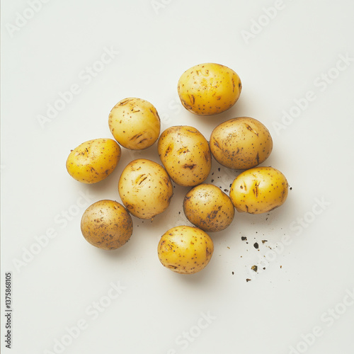 foodphotograph of isolated baby potatoes, on a white background, used in a magazine