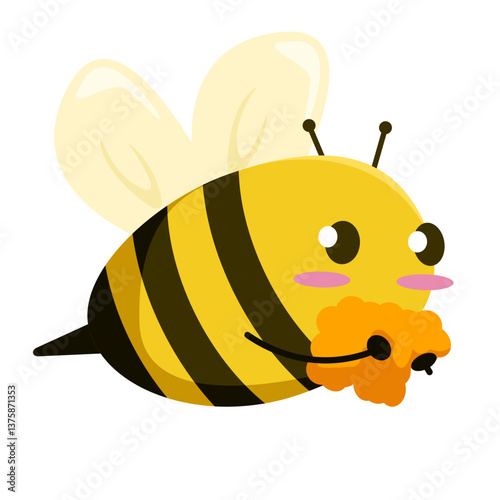 Abeille mignonne transportant du pollen. Format SVG vectoriel. 