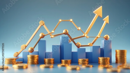 Financial Growth: Gold Chart & Coins