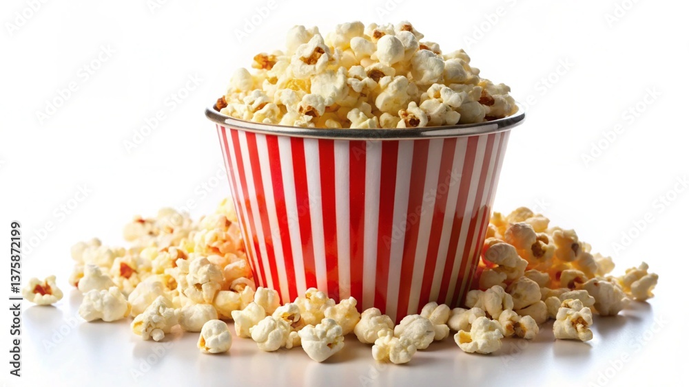 Bucket of popcorn on white background
Bucket of popcorn on white background