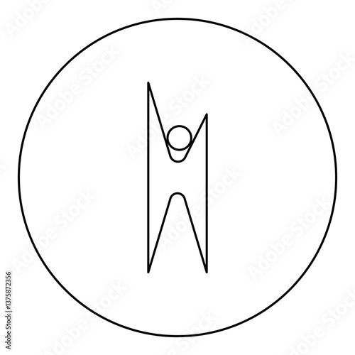 Symbol humanism strong person happy man icon in circle round black color vector illustration image outline contour line thin style
