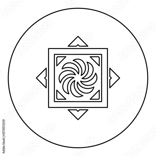 Armenian Arevakhach Neo paganism symbol sunny cross solar mythology Hetanism Armenian neo powder heathenism Eternity sign pumpkin icon in circle round black color vector illustration image outline 