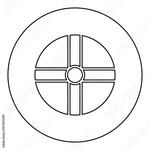 Sun's cross Solar cult Southeast ceremonial complex symbol ball icon in circle round black color vector illustration image outline contour line thin style