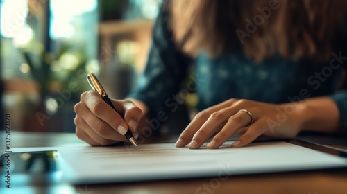 Close-up of business professional signing contract or important document