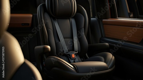 Safety features of modern car seats for children automotive interior product photography warm lighting close-up comfort photo