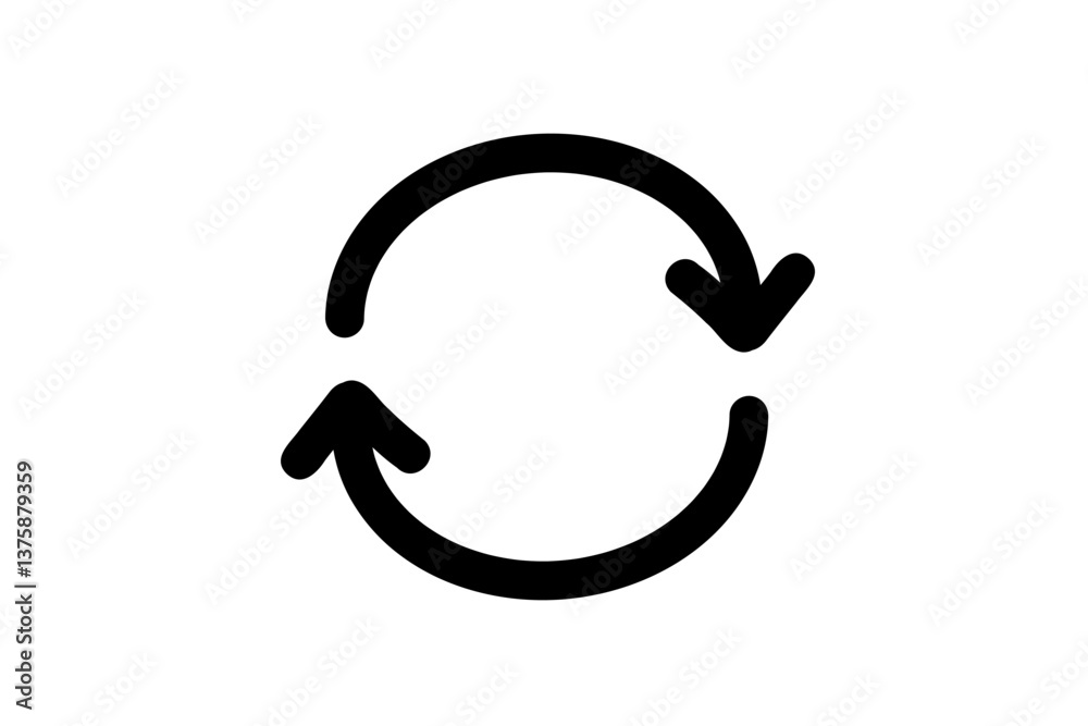 手書きの回転矢印 リロードアイコン 黒 ベクター 手書きの回転矢印 リロードアイコン 黒 ベクター