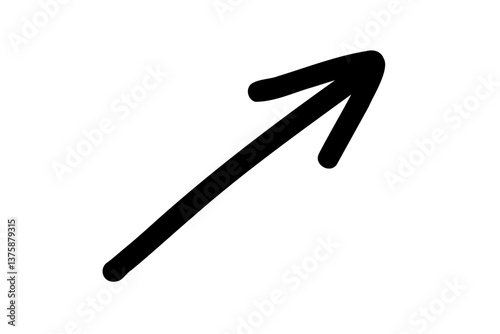 右肩上がりのシンプルな手書きの矢印 　ベクター　黒
