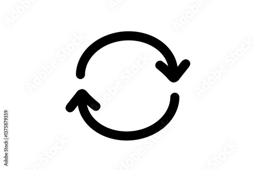 手書きの回転矢印 リロードアイコン　黒　ベクター