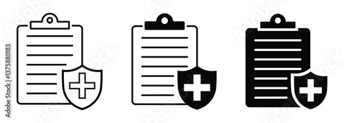 medical insurance icon set. health insurance sign. insurance document sign and symbol. health insurance icon for app, ui, banner, logo and website. vector illustration on transparent background