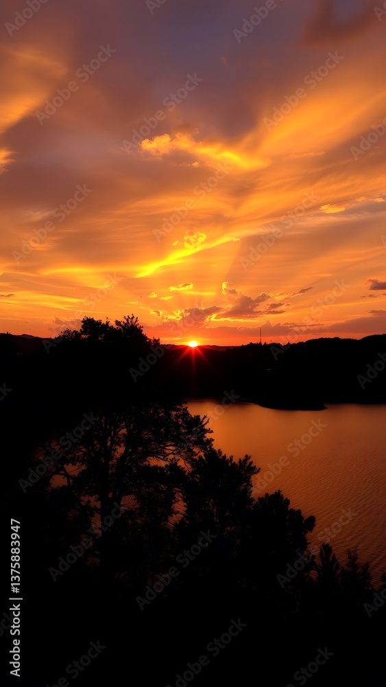 Tranquil Sunset Over Calm Lake Tranquil Sunset Over Calm Lake