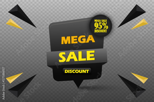 Sale banner design, mega sale, special offer, discounts from 5% to 95%. Vector. EPS 10.