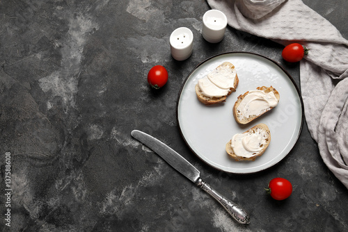 Plate of tasty bruschetta w...