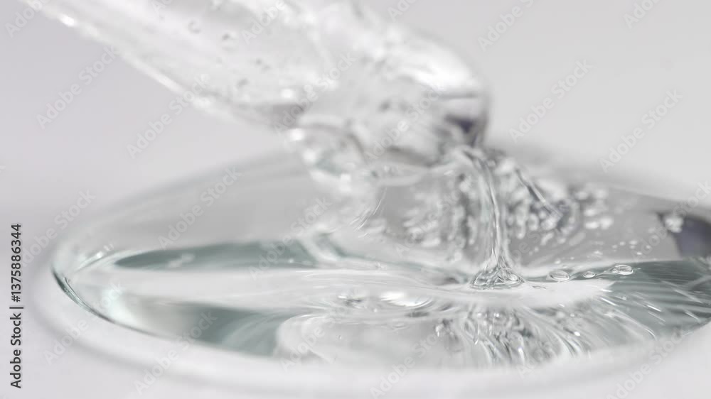 Close up of dropper with liquid flowable skin product transparent. Close up of dropper with liquid flowable skin product transparent.