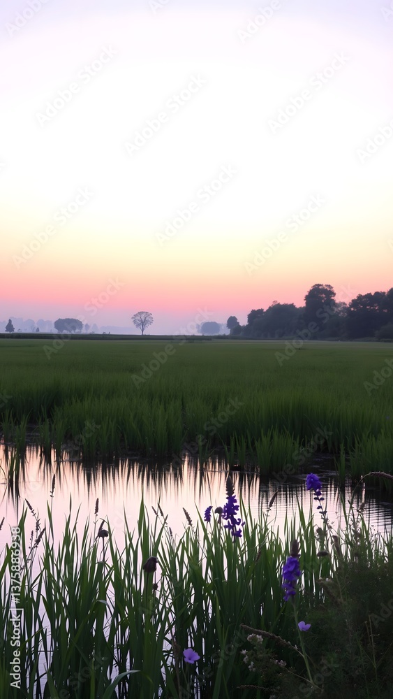 Fototapeta premium Tranquil Sunrise Over Rural Landscape