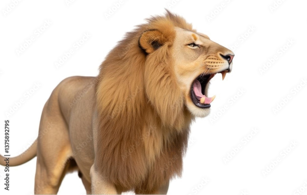 Obraz premium Roaring lion photography isolated background wildlife art sharp focus