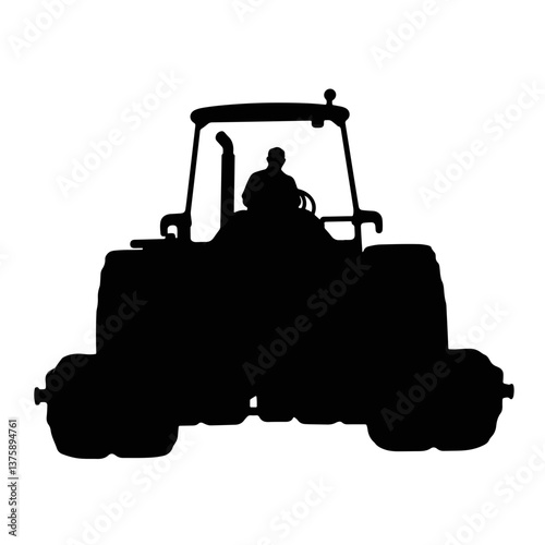 Silhouette of AI agriculture machinery in action, technological innovation