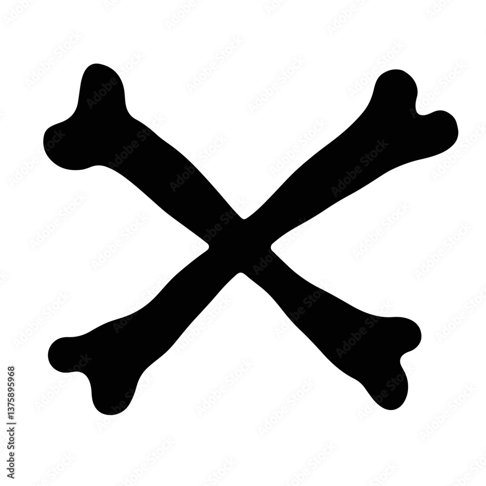 Crossbones silhouette on white background, symbolism of danger Crossbones silhouette on white background, symbolism of danger