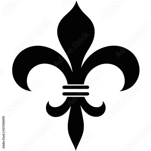 Fleur de lis silhouette on white background, symbol of elegance
